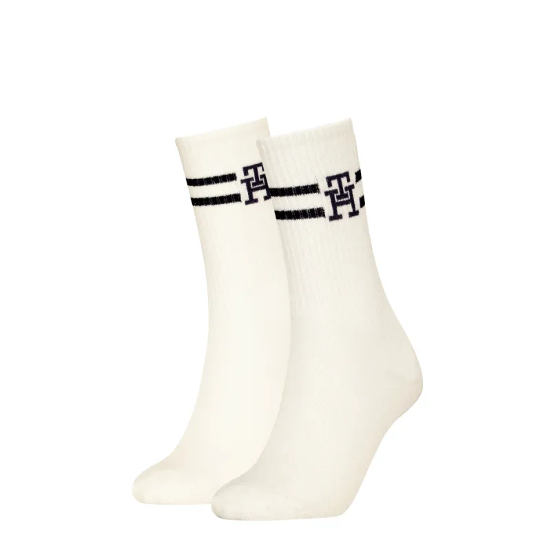 Tommy Hilfiger 2 Pack Trainer Womens Crew Socks White sold by Shuperb
