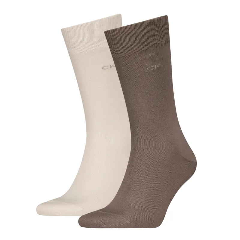 Calvin Klein 2 Pack Mens Crew Classic Socks Clay sold by Shuperb