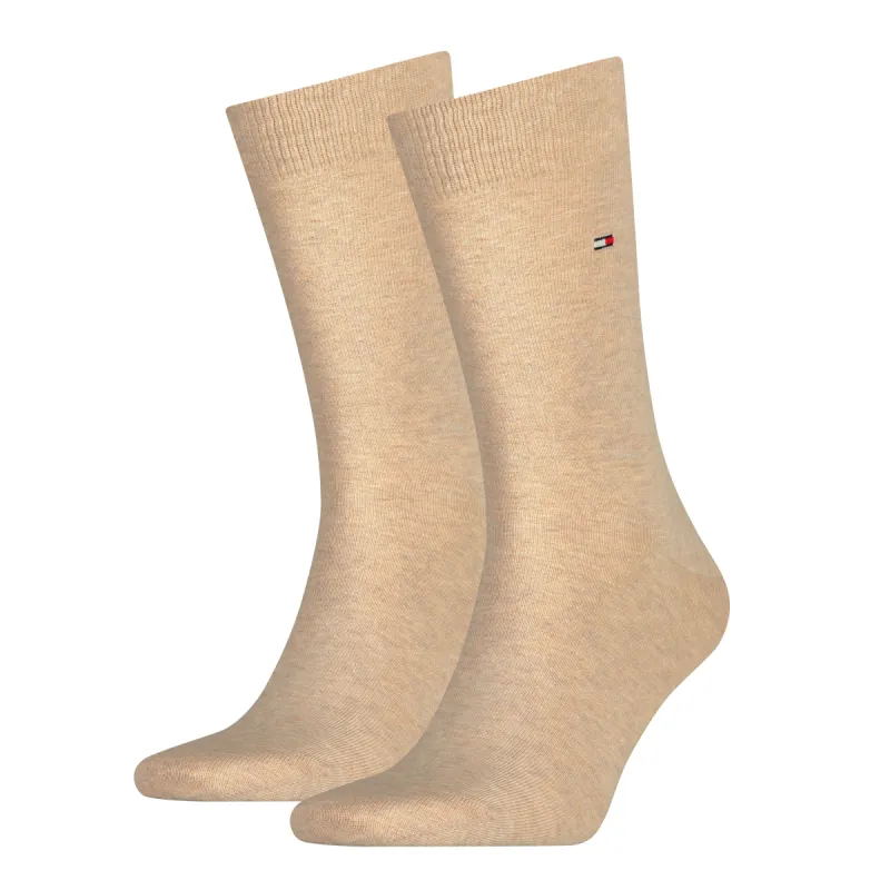 Tommy Hilfiger 2 Pack Mens Crew Classic Socks Beige made by Tommy Hilfiger