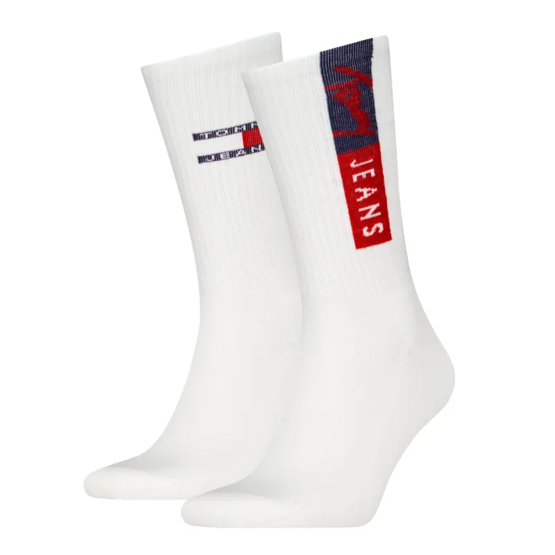 Tommy Hilfiger 2 Pack Flag Trainer Mens Crew Socks White sold by Shuperb