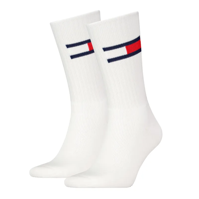 Tommy Hilfiger 2 Pack Trainer Flag Mens Crew Socks White sold by Shuperb