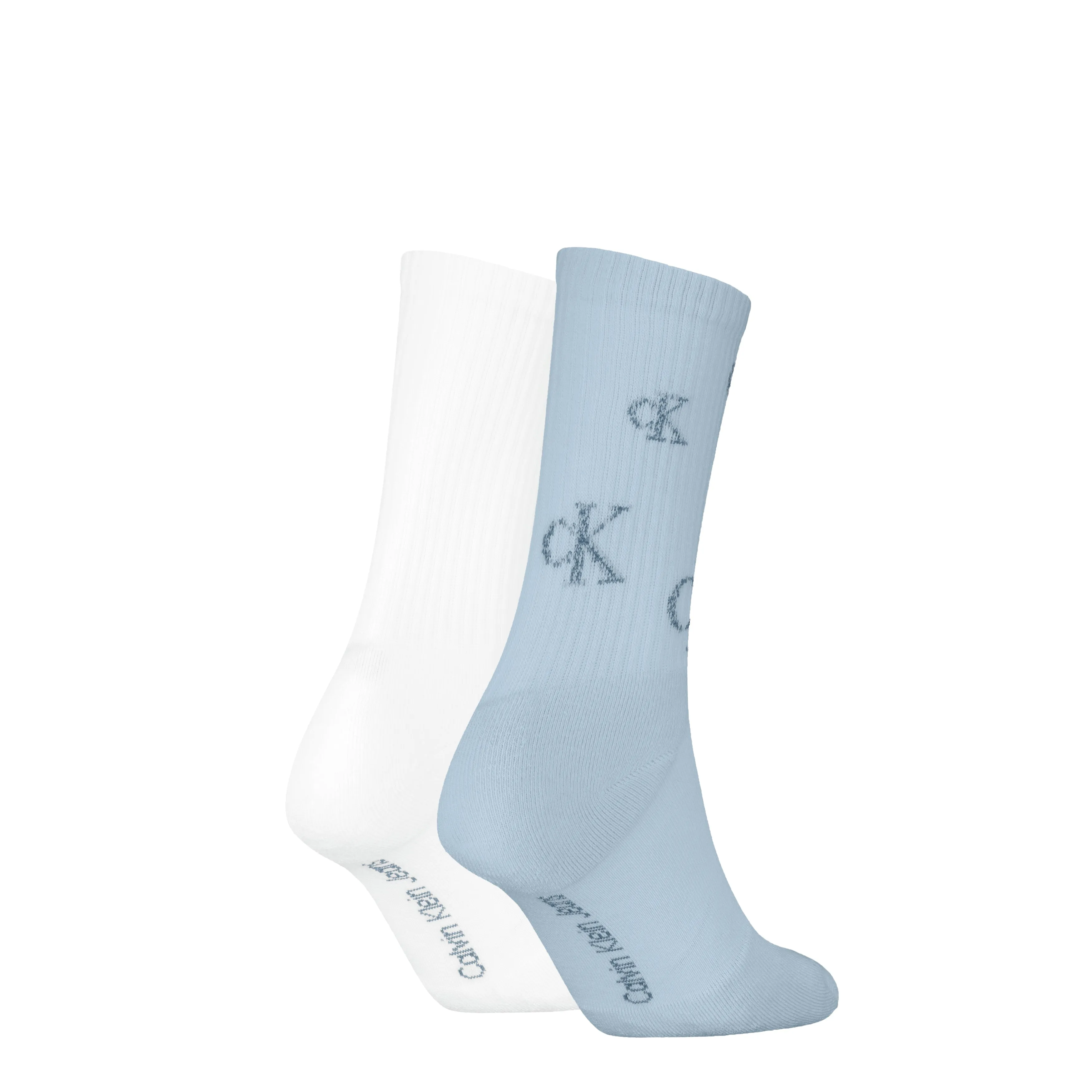 Calvin Klein 2 Pack Logo Trainer Womens Crew Socks Blue/White sold by Shuperb product image thumbnail 2