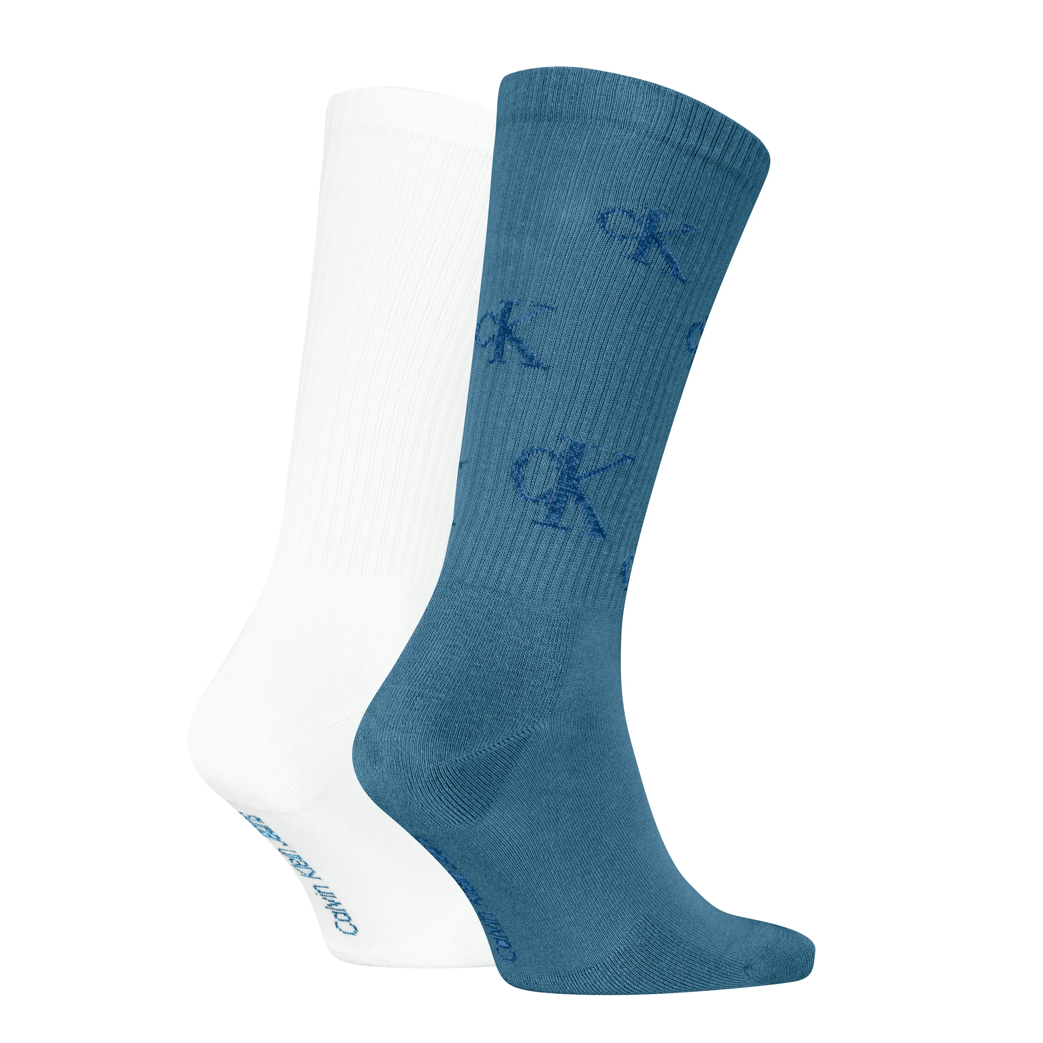 Calvin Klein 2 Pack Logo Trainer Mens Crew Socks Blue/White sold by Shuperb product image thumbnail 2