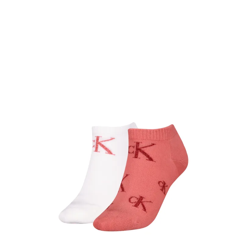 Calvin Klein 2 Pack Trainer Womens Ankle Socks Pink/White sold by Shuperb
