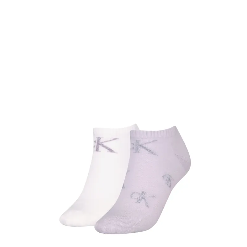 Calvin Klein 2 Pack Trainer Womens Ankle Socks Lilac/White sold by Shuperb