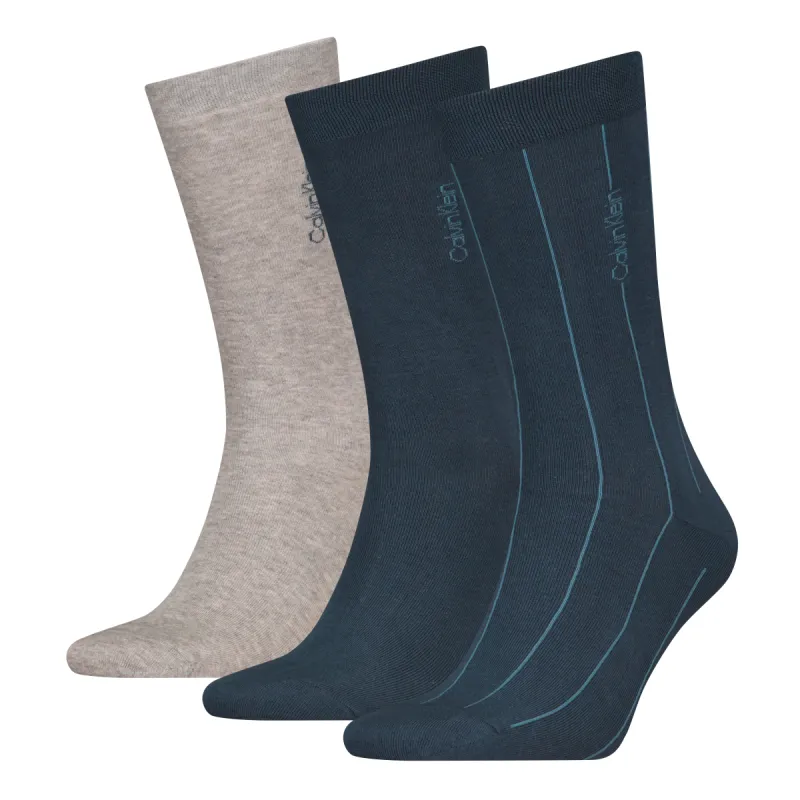 Calvin Klein 3 Pack Giftboxed Classic Mens Crew Socks Navy/Grey sold by Shuperb