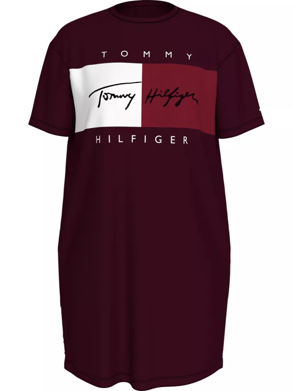 Tommy Hilfiger HERITAGE HOLIDAY Womens T-Shirt Dress Deep Burgundy made by Tommy Hilfiger