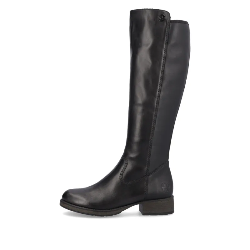 Rieker Z9591-01 Womens Leather Knee-High Boots Black made by Rieker