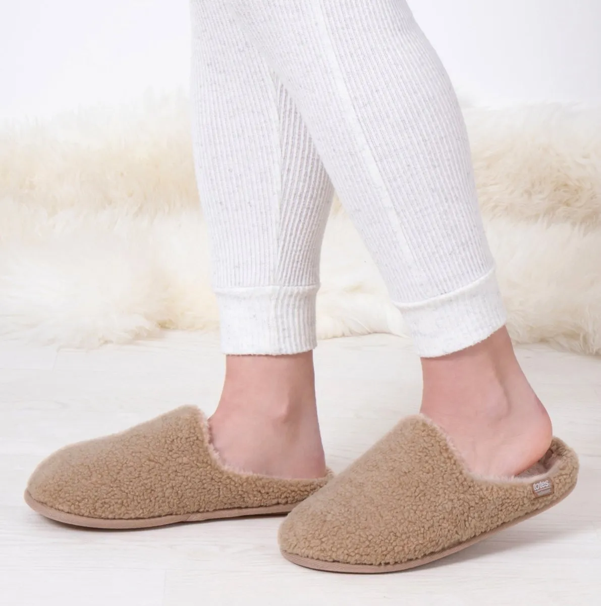 CURLY FUR MULE Womens Mule Slippers Natural sold by Shuperb
