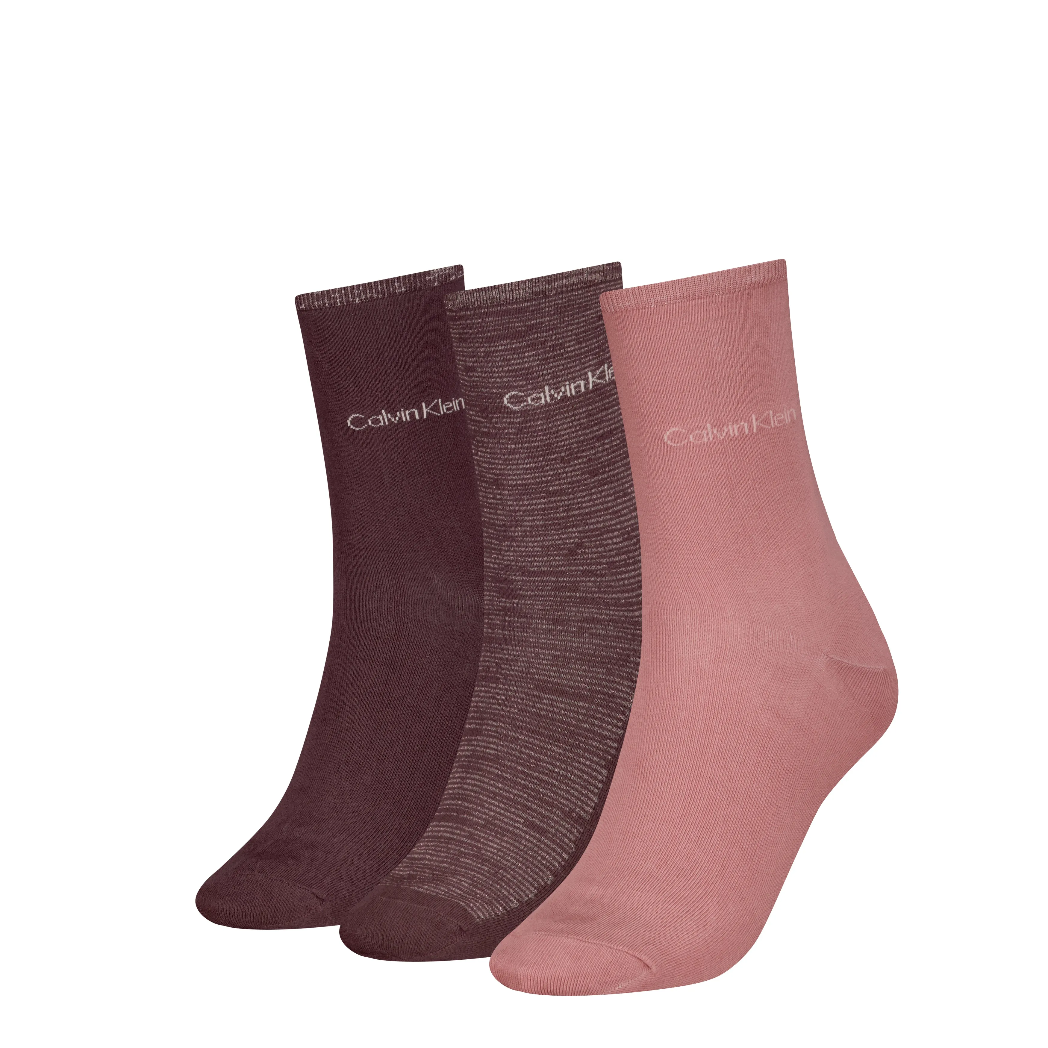 Calvin Klein 3 Pack Giftboxed Womens Crew Socks Burgundy sold by Shuperb