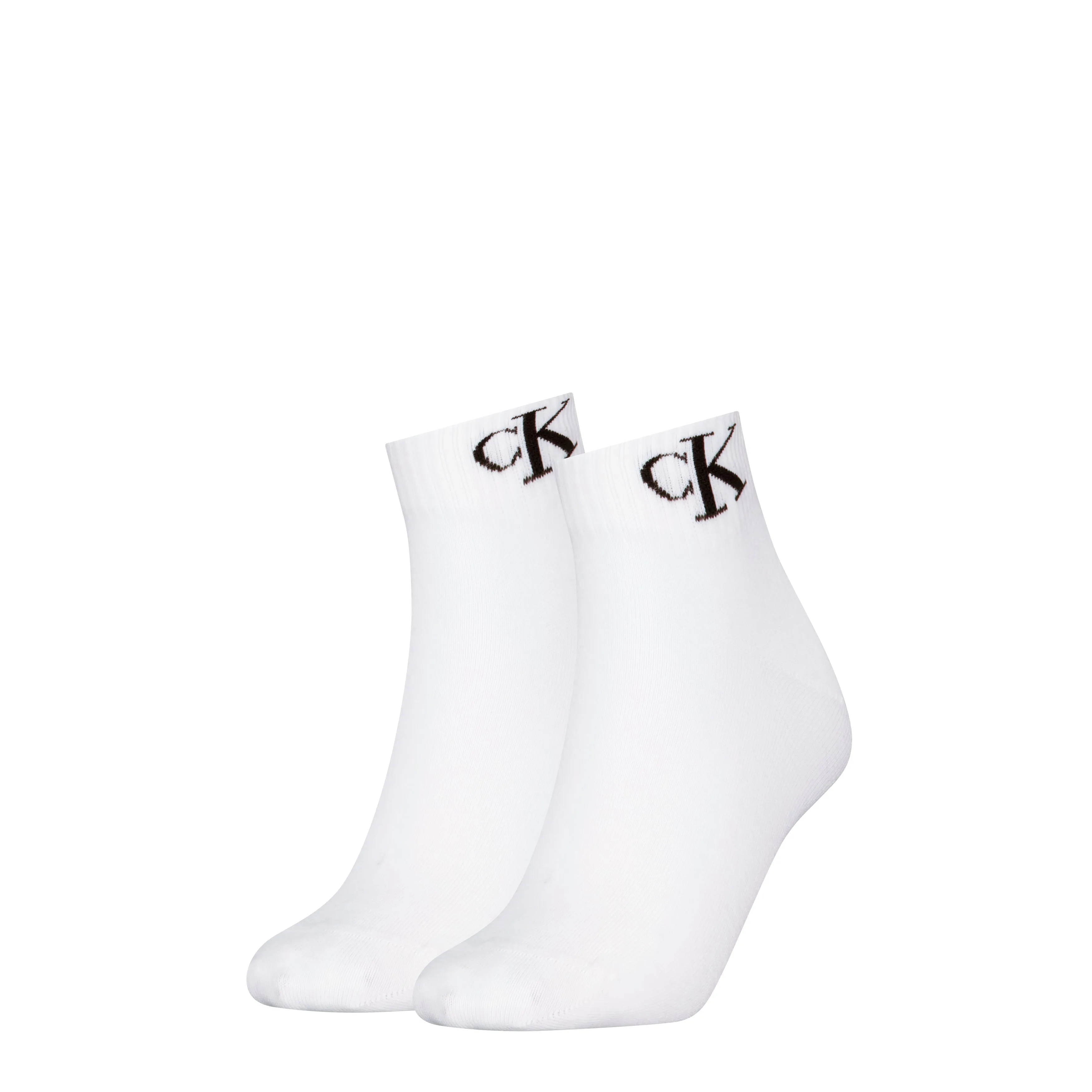 Calvin Klein 2 Pack Logo Trainer Womens Ankle Socks White sold by Shuperb