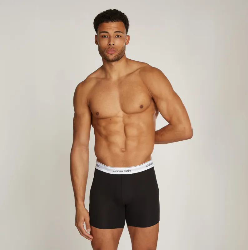 Calvin Klein MODERN COTTON STRETCH Mens 3 Pack Boxer Briefs Black/White sold by Shuperb