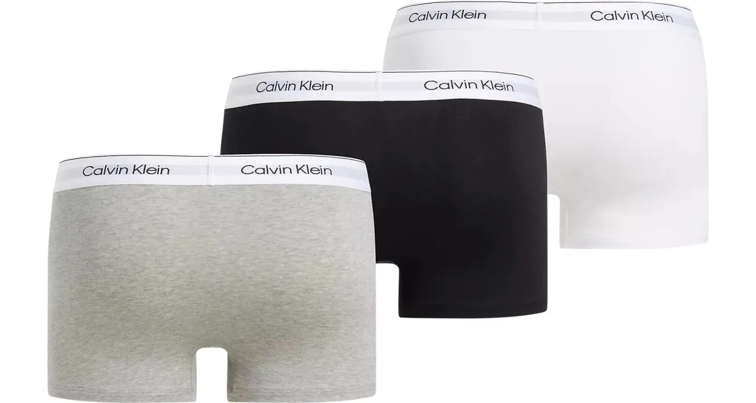 Calvin Klein MODERN COTTON Mens 3 Pack Trunks Multicoloured sold by Shuperb