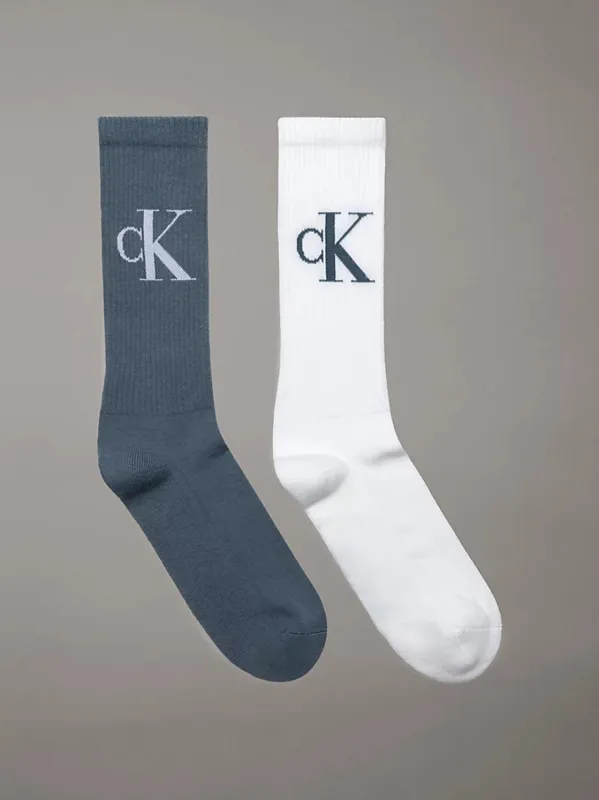 Calvin Klein 2 Pack Monogram Mens Socks China Blue sold by Shuperb