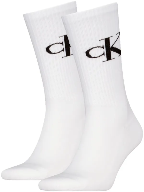Calvin Klein 2 Pack Monogram Mens Socks White sold by Shuperb