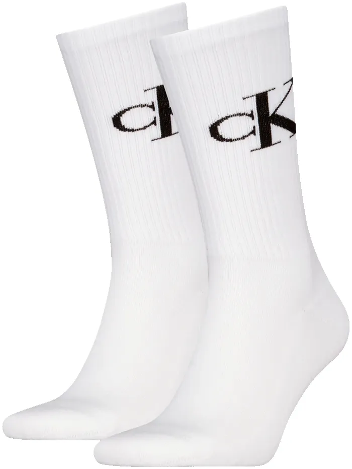 Calvin Klein 2 Pack Monogram Mens Socks White sold by Shuperb