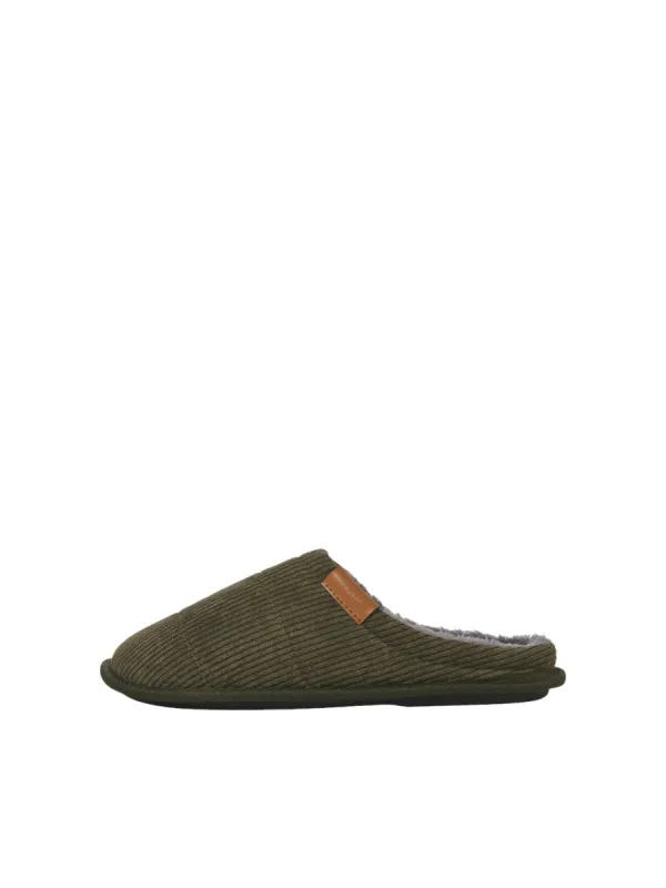 Jack & Jones CORDIE Mens Mule Slippers Olive Night sold by Shuperb