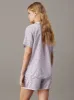 Calvin Klein WOVEN VISCOSE Pyjama Set Womens Scatter Logo Print/Lavender Blue sold by Shuperb