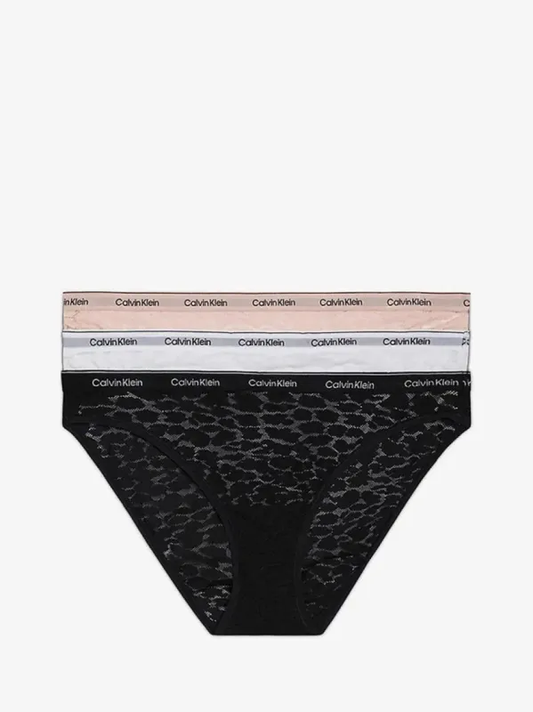 Calvin Klein MODERN LACE 3 Pack Bikini Womens Black/White/Subdued sold by Shuperb