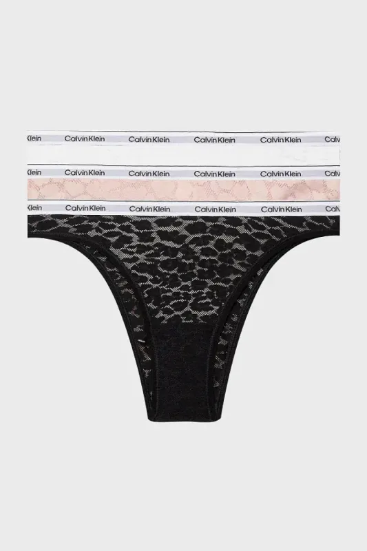 Calvin Klein ICON LACE 3 Pack Brazilian Briefs Womens Black/White/Subdued sold by Shuperb