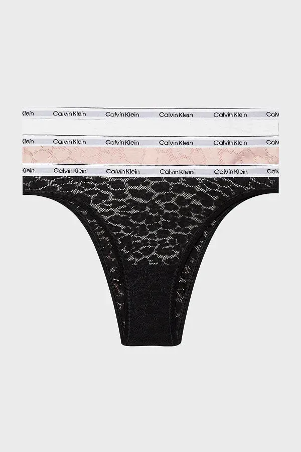 Calvin Klein ICON LACE 3 Pack Brazilian Briefs Womens Black/White/Subdued sold by Shuperb