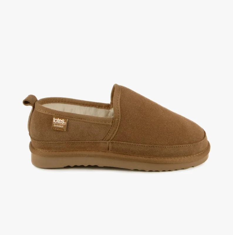 Totes Isotoner REAL SUEDE FULL BACK Mens Full Back Slippers Tan sold by Shuperb