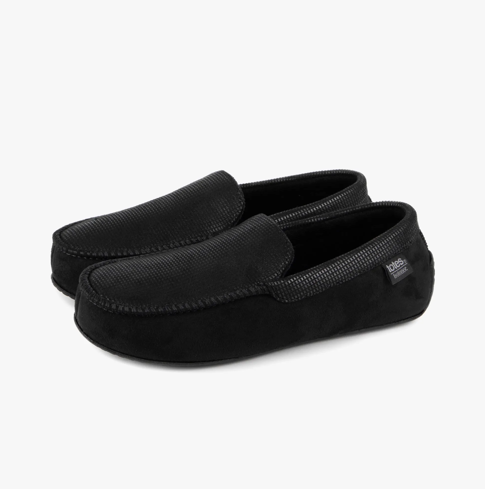 Totes Isotoner SQUARE PATTERNED SMART MOCCASIN Mens Moccasin Slippers Black sold by Shuperb product image thumbnail 3