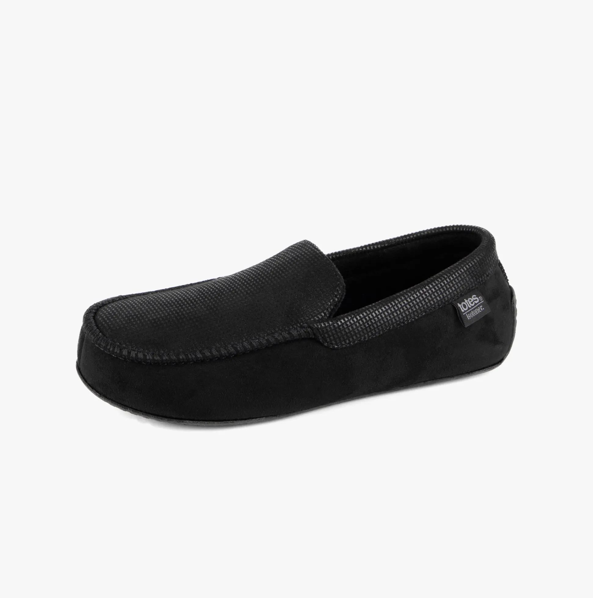 Totes Isotoner SQUARE PATTERNED SMART MOCCASIN Mens Moccasin Slippers Black sold by Shuperb product image thumbnail 2