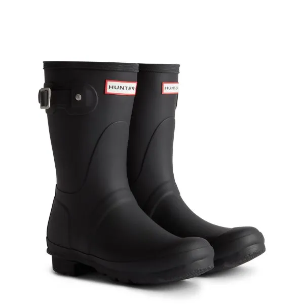 Hunter ORIGINAL SHORT TARTAN Wellies Black sold by Shuperb