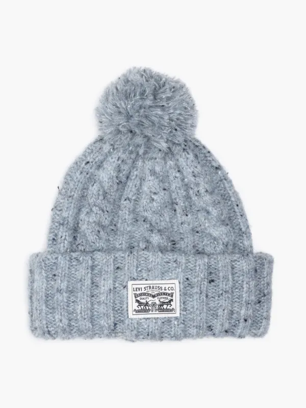 BACKPATCH POM BEANIE Womens Light Grey sold by Shuperb