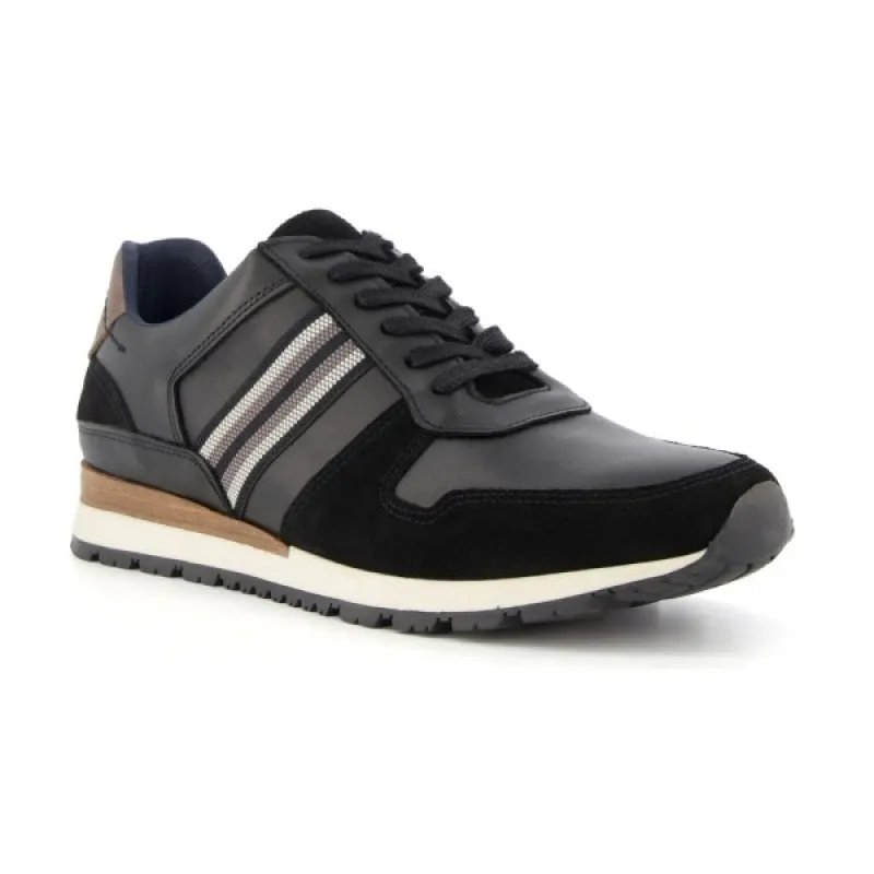 TRURO Mens Leather Trainers Black sold by Shuperb
