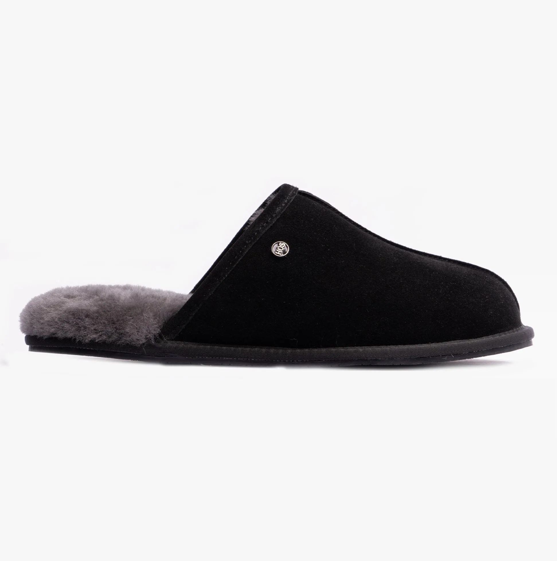 HOS Sheepskin EDWIN Mens Slippers Black sold by Shuperb
