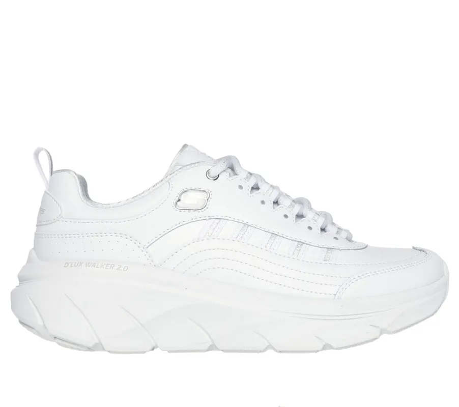 Skechers 150106/WSL D'LUX WALKER 2.0-GOLDEN STEP Womens Trainers White/Silver sold by Shuperb