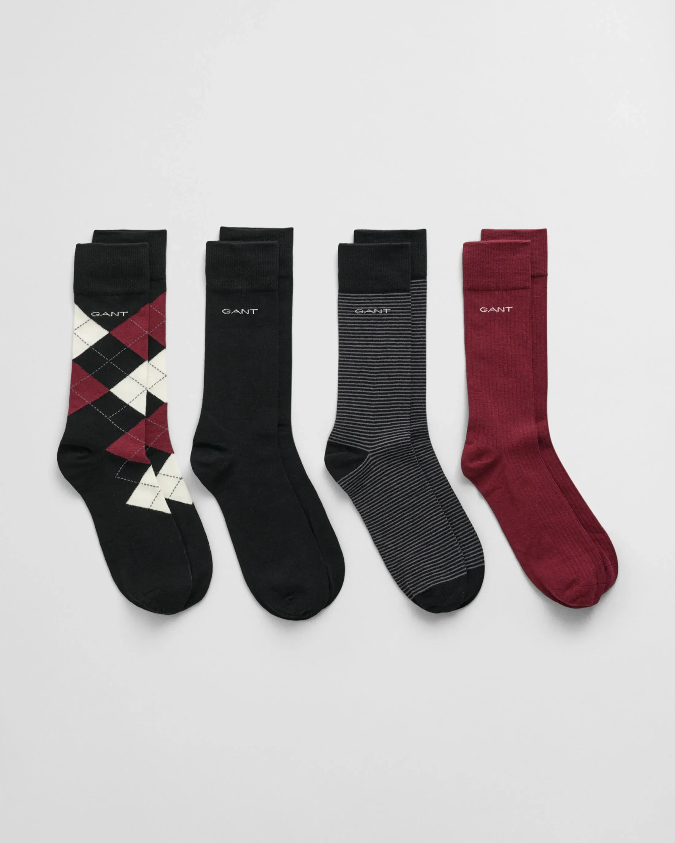 GANT ARGYLE STRIPE Mens 4-Pack Socks Black sold by Shuperb