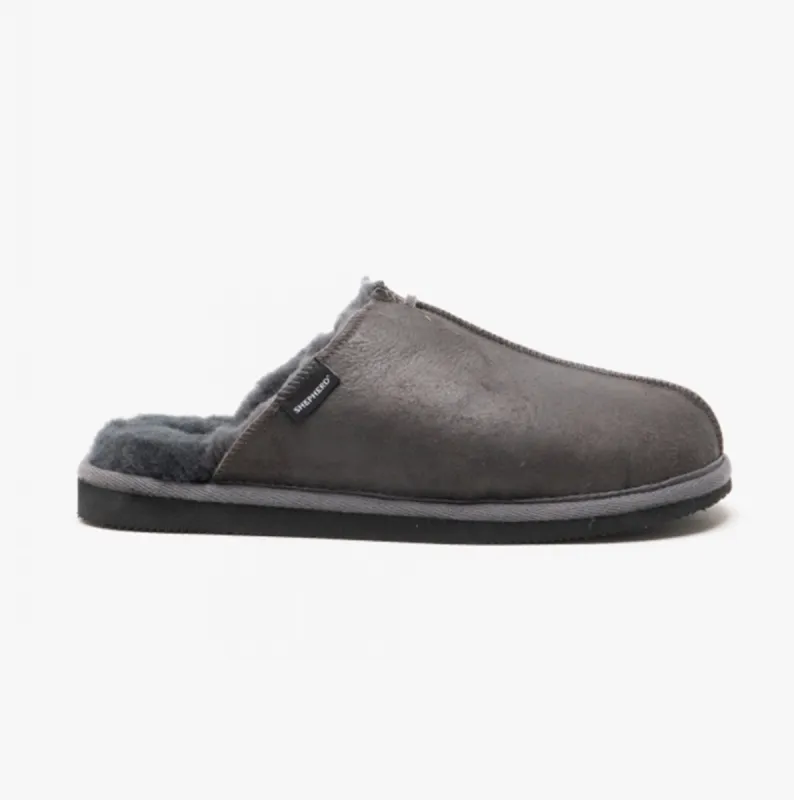 Shepherd HUGO Mens Sheepskin Mules Antique/Asphalt sold by Shuperb