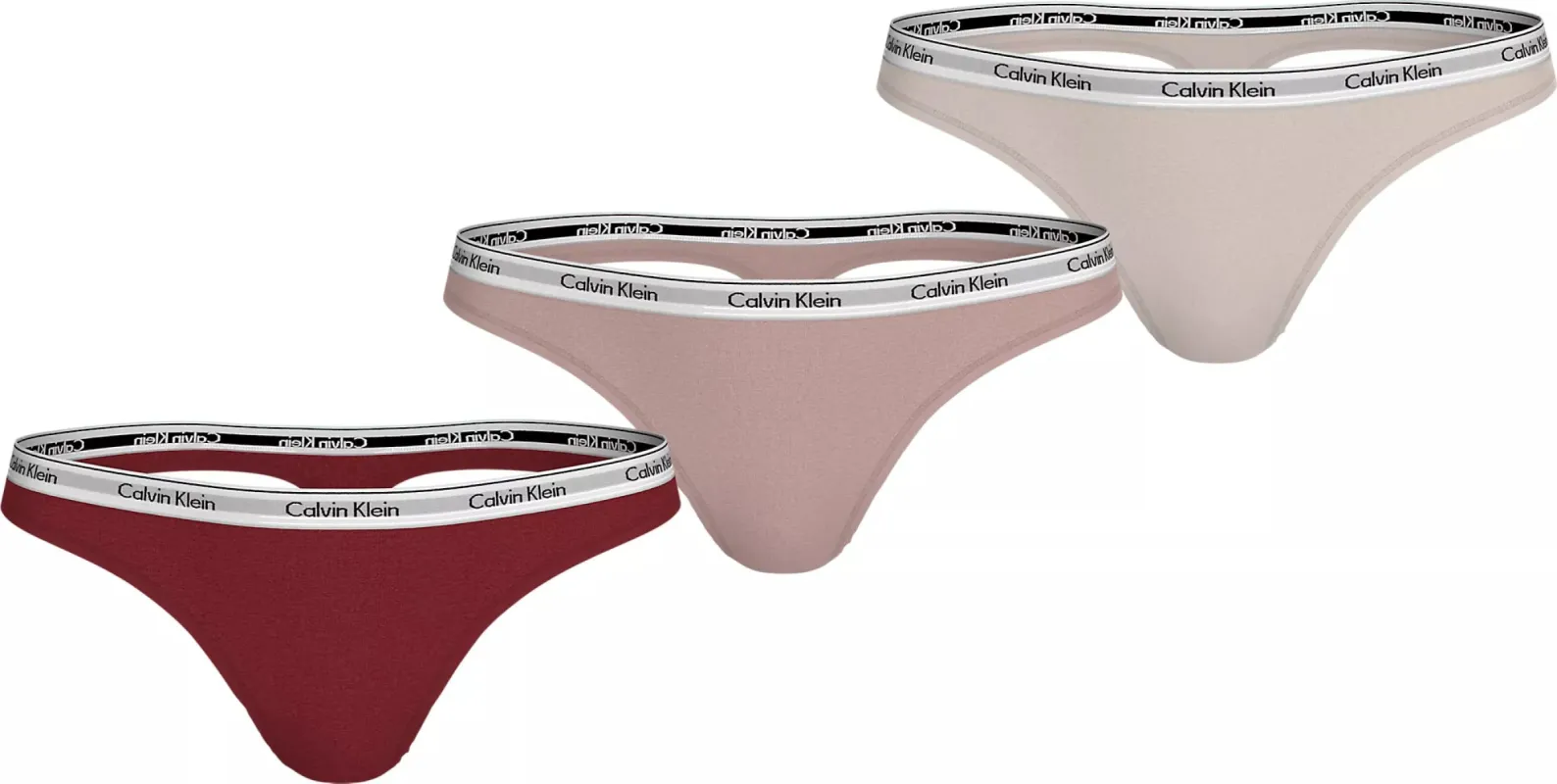 Calvin Klein MODERN LOGO Womens 3 Pack Thongs Multicoloured sold by Shuperb