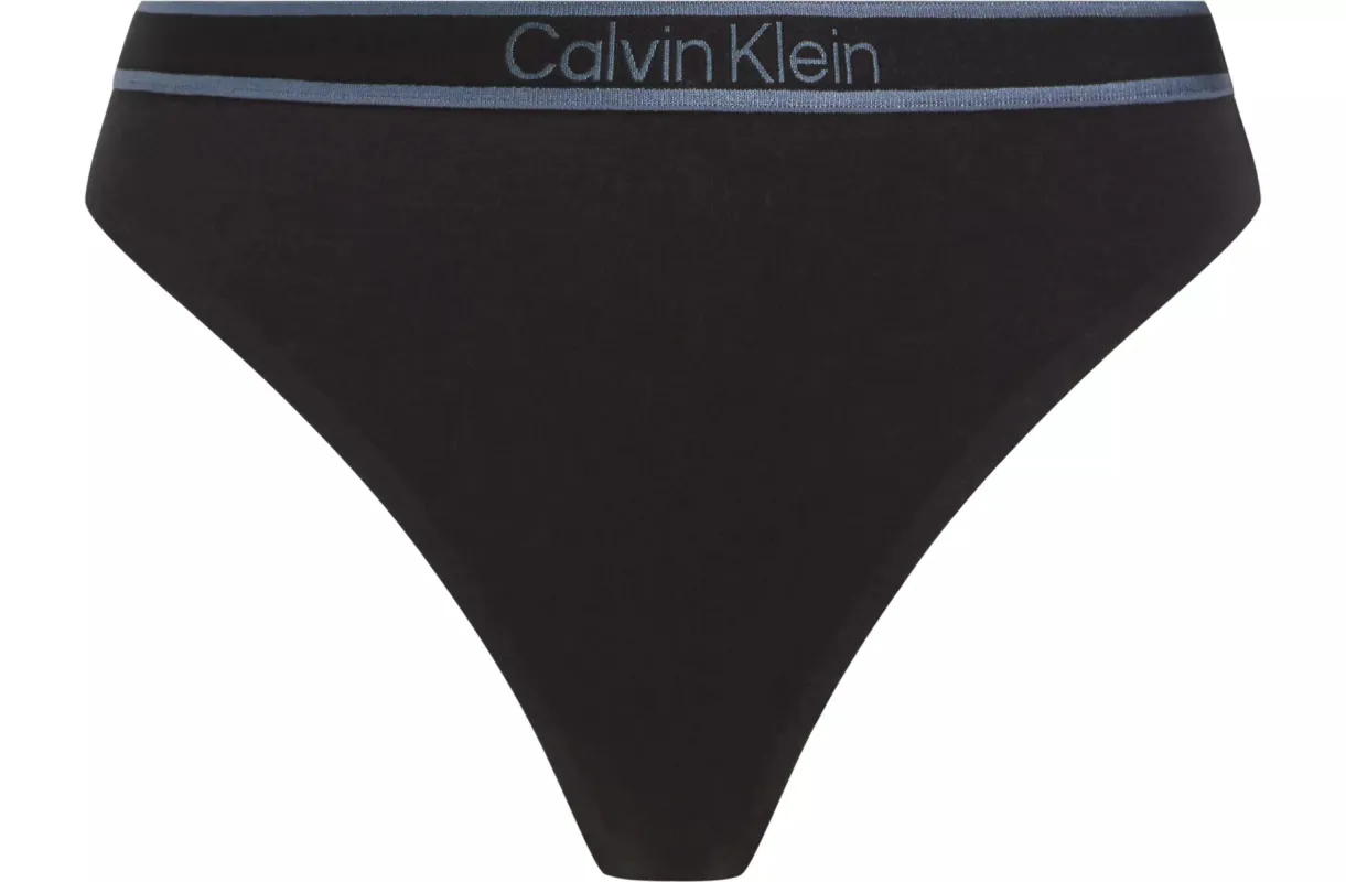 Calvin Klein TONAL LOGO COTTON Womens Thong Black sold by Shuperb