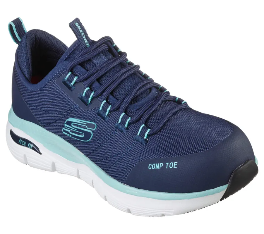 Skechers Work 108075EC ARCH FIT SR - EBINAL Womens Safety Trainers Navy/Aqua sold by Shuperb