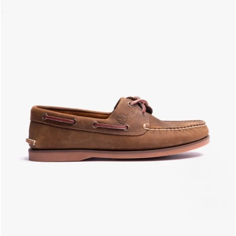 Classic Boat 2-Eye Mens Wide Full Grain Boat Shoes Medium Brown sold by Shuperb