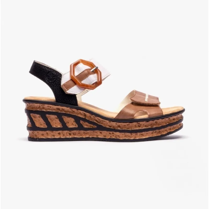 Rieker 68176-64 Womens Sandals Beige Multi sold by Shuperb