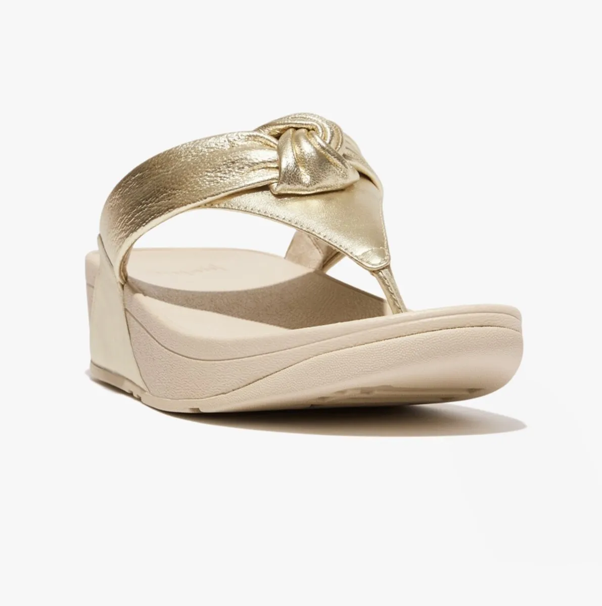 LULU PADDED-KNOT METALLIC-LEATHER Womens Toe Post Sandals Platino sold by Shuperb product image thumbnail 5