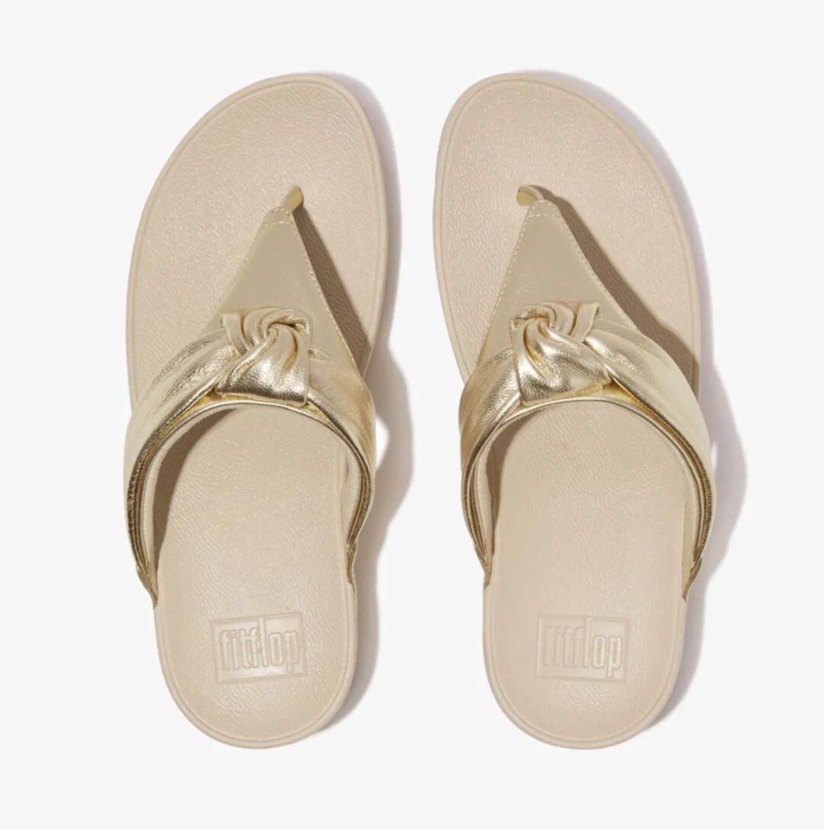 LULU PADDED-KNOT METALLIC-LEATHER Womens Toe Post Sandals Platino sold by Shuperb product image thumbnail 2
