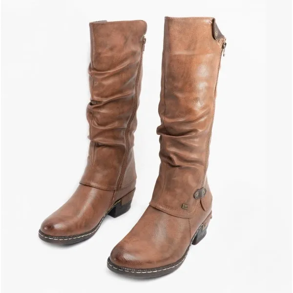 Rieker 93655-26 Womens Knee High Boots Chestnut/Black sold by Shuperb product image thumbnail 2