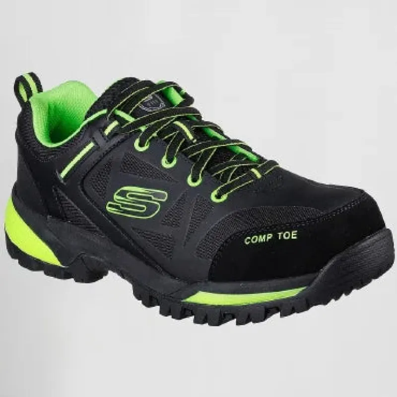 Skechers Work 200188EC GATLON Mens Safety Trainers Black/Lime made by Shuperb