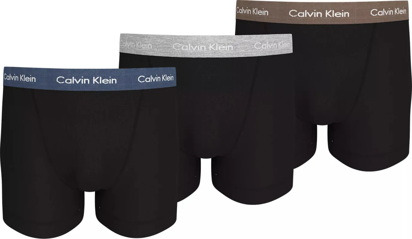 Calvin Klein COTTON STRETCH Mens 3 Pack Trunks Multicoloured sold by Shuperb
