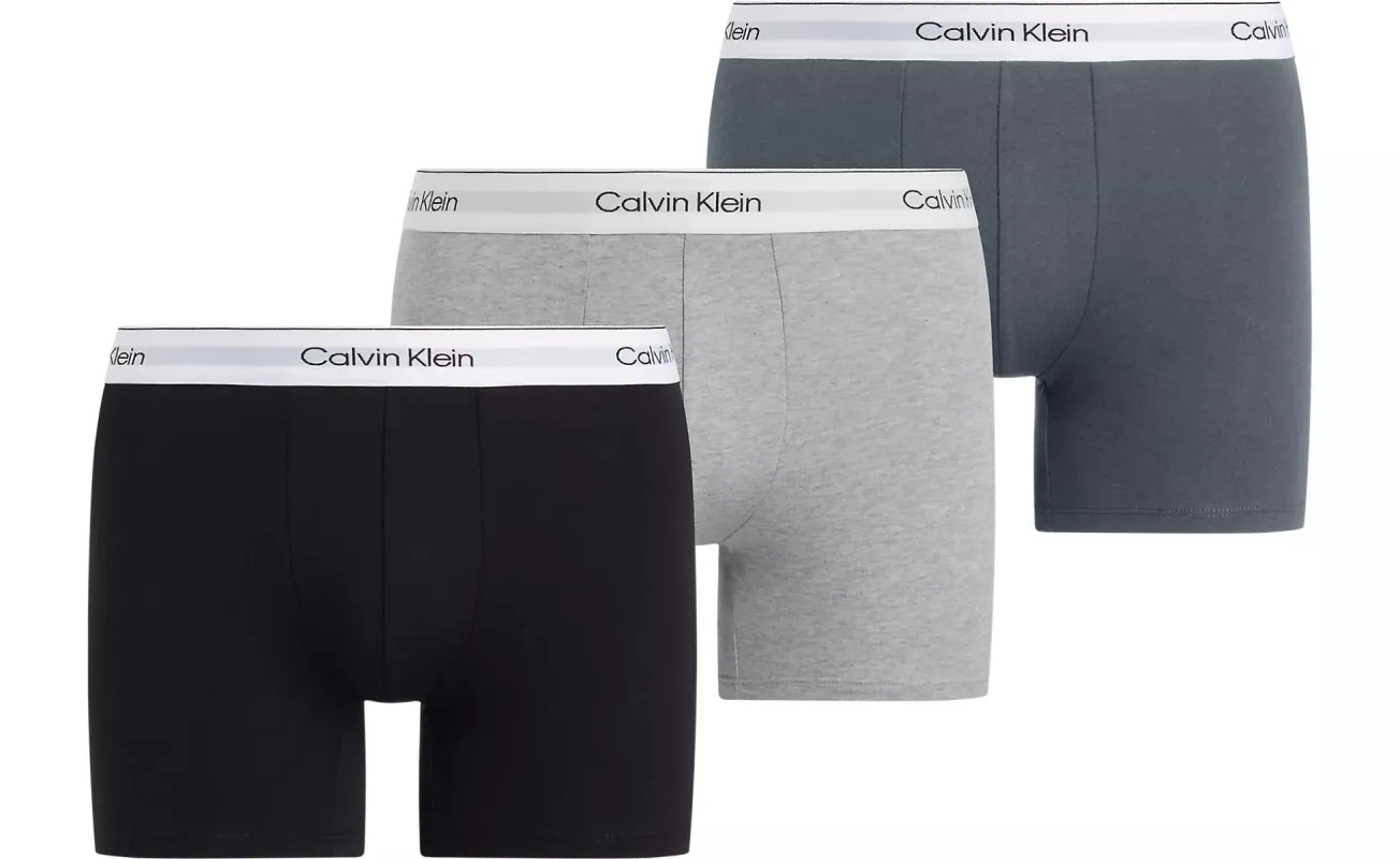 Calvin Klein MODERN COTTON STRETCH Mens 3 Pack Boxer Briefs Multicoloured sold by Shuperb