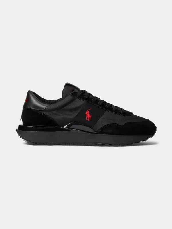 Polo Ralph Lauren TRAIN 89 Mens Trainers Triple Black/Red sold by Shuperb
