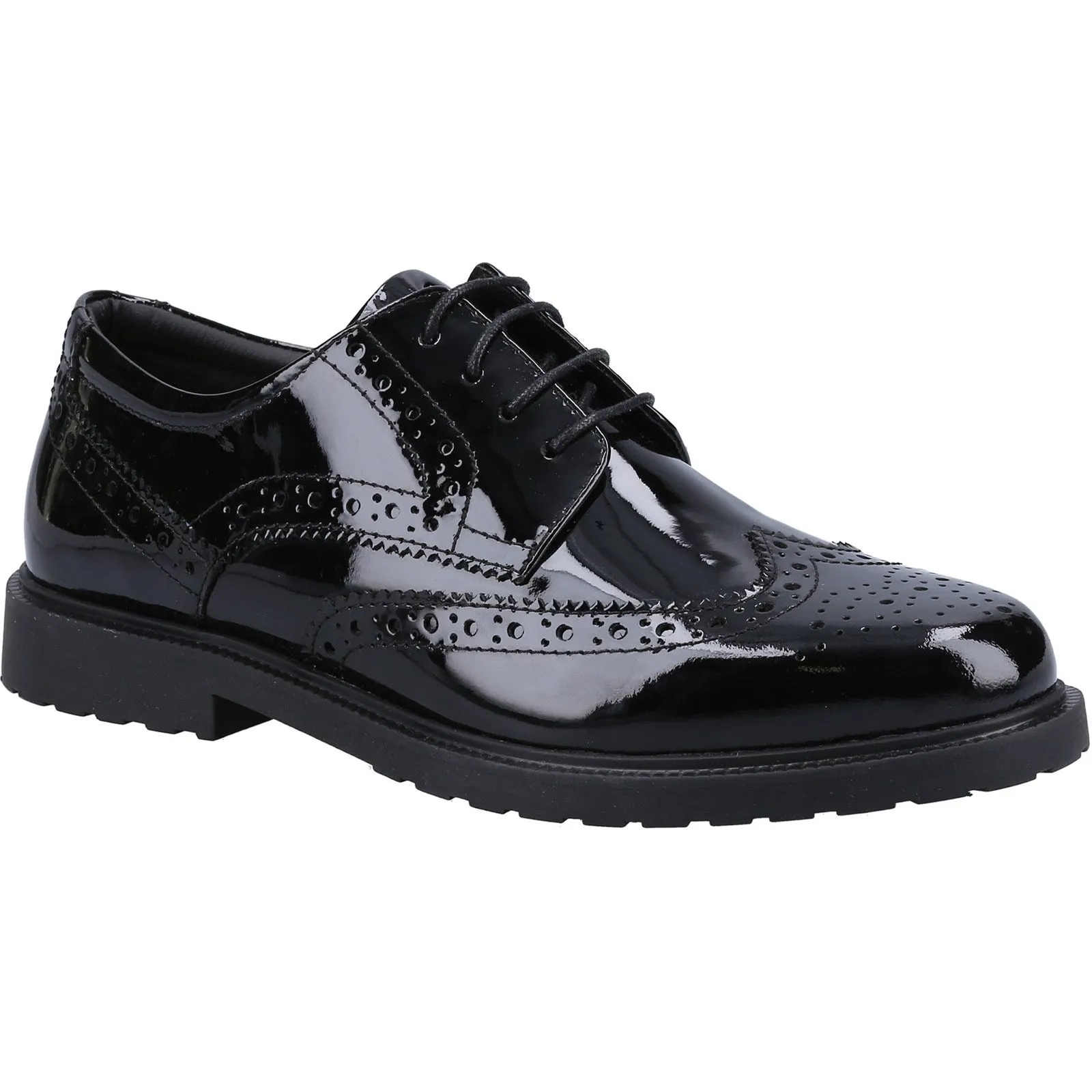 Hush Puppies VERITY BROGUE Girls Shoes Black Patent sold by Shuperb