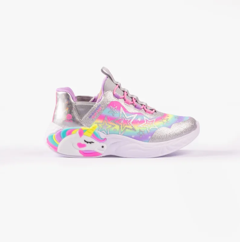 Skechers 302296L/SMLT UNICORN DREAMS - STARRY LITE Girls Trainers Silver Multi sold by Shuperb