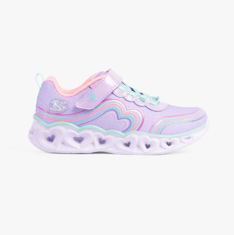 Skechers 302689L/LVMT HEART LIGHTS - RETRO HEARTS Girls Trainers Lavender/Multi sold by Shuperb